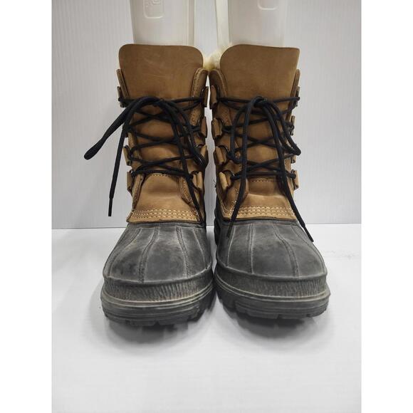 Kamik Boots Mens Size 7 Brown Black Waterproof Winter Snow Shearling Lined Warm - Picture 1 of 11